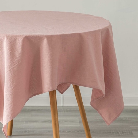 Deerlux 100% Pure Linen Washable Tablecloth Solid Color, 52 x 52 Square Pink QI003989.5252.PK